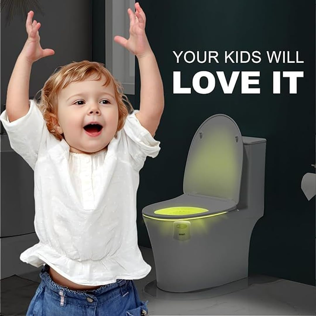 Motion Sensor Toilet Light – LED RGB Night Light with 8 Color Options Motion Sensor Toilet Light – LED RGB Night Light with 8 Color Options